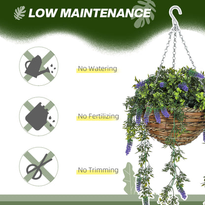 Nodimo Set Of 2 Artificial Lavender Hanging Baskets With Silk Finish