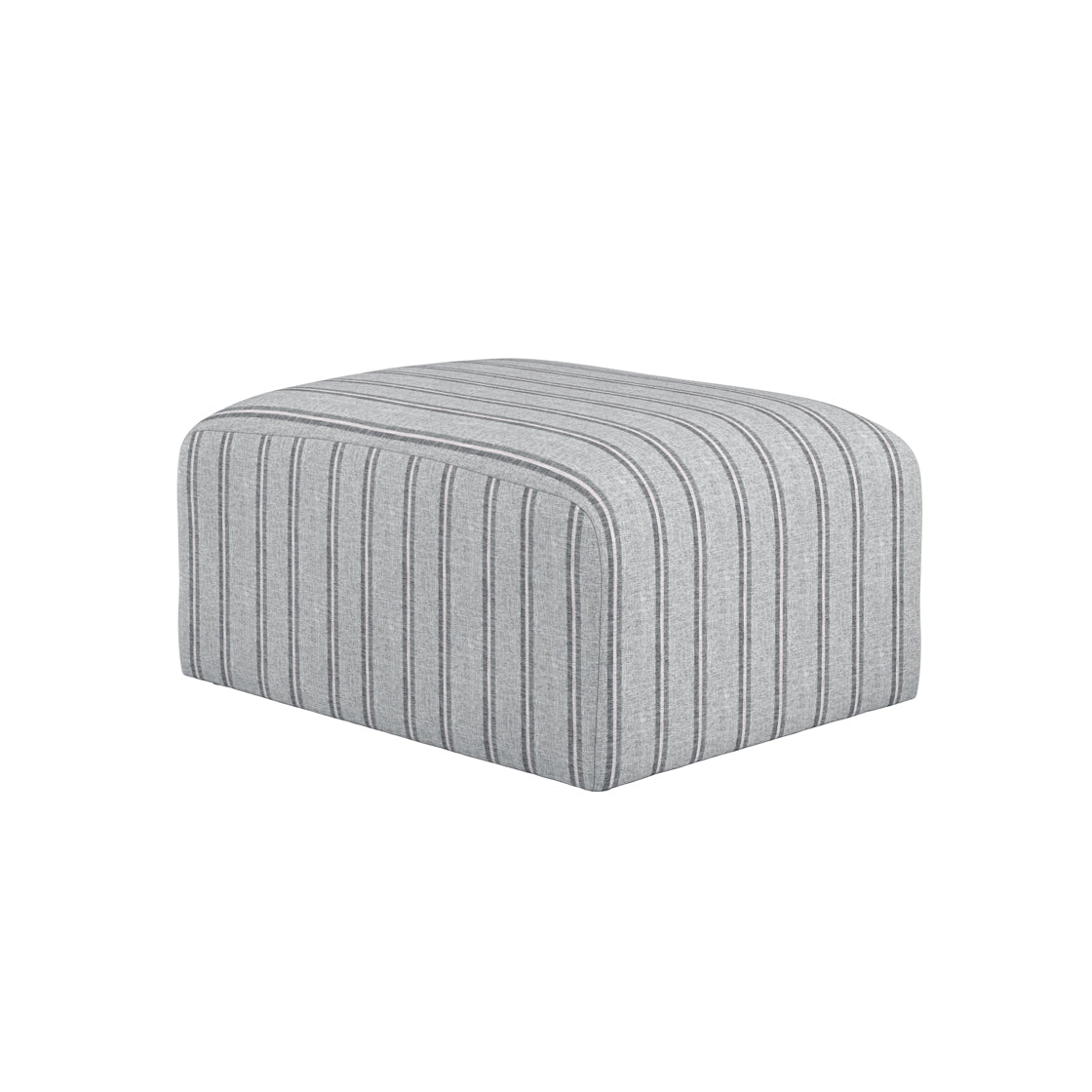 Malmo Grey Stripe Upholstered Square Pouffe
