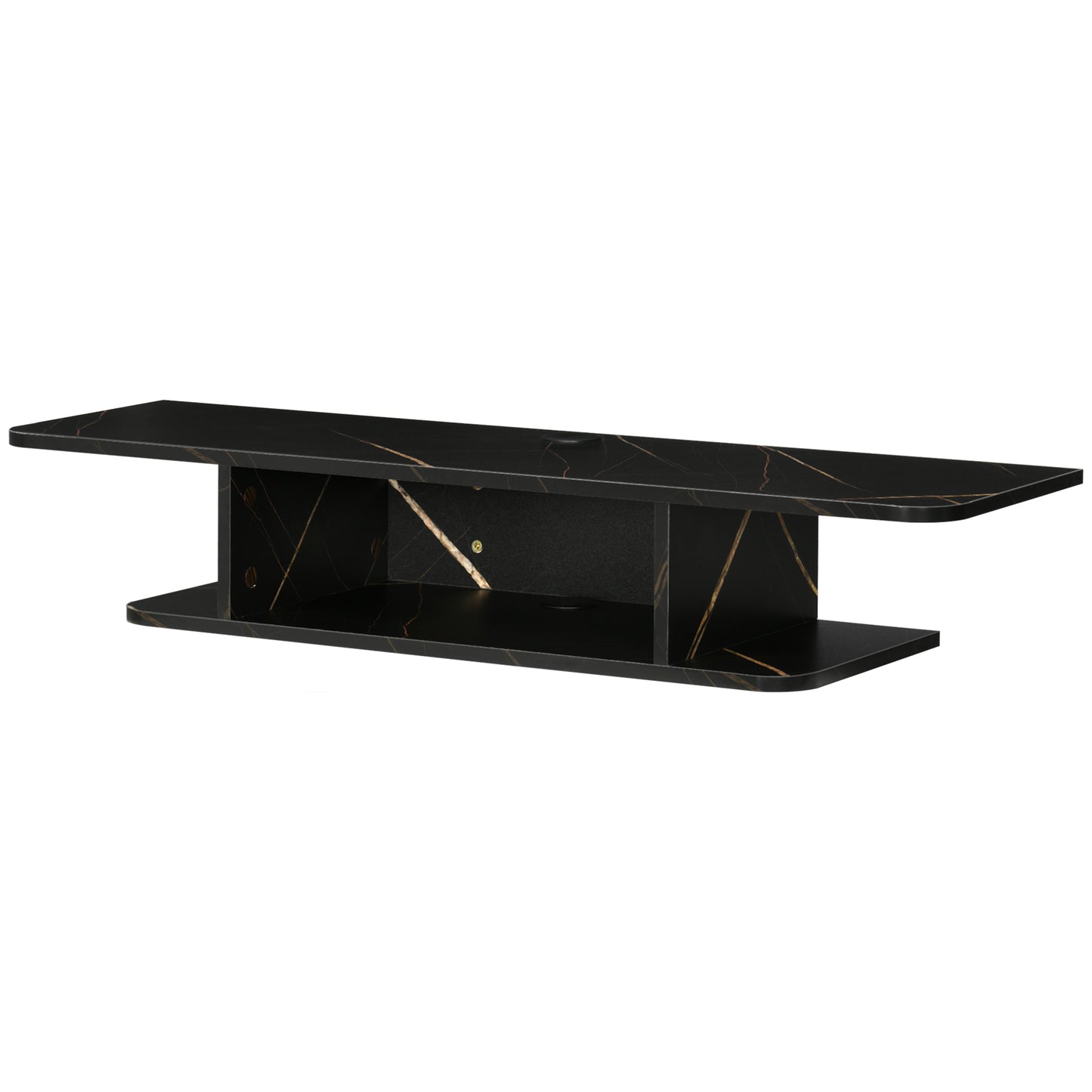 Dibasa Mizi Wooden Black Floating TV Unit With OFauxn Shelves For Screens Up To 40 Inches
