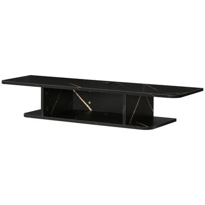 Dibasa Mizi Wooden Black Floating TV Unit With OFauxn Shelves For Screens Up To 40 Inches