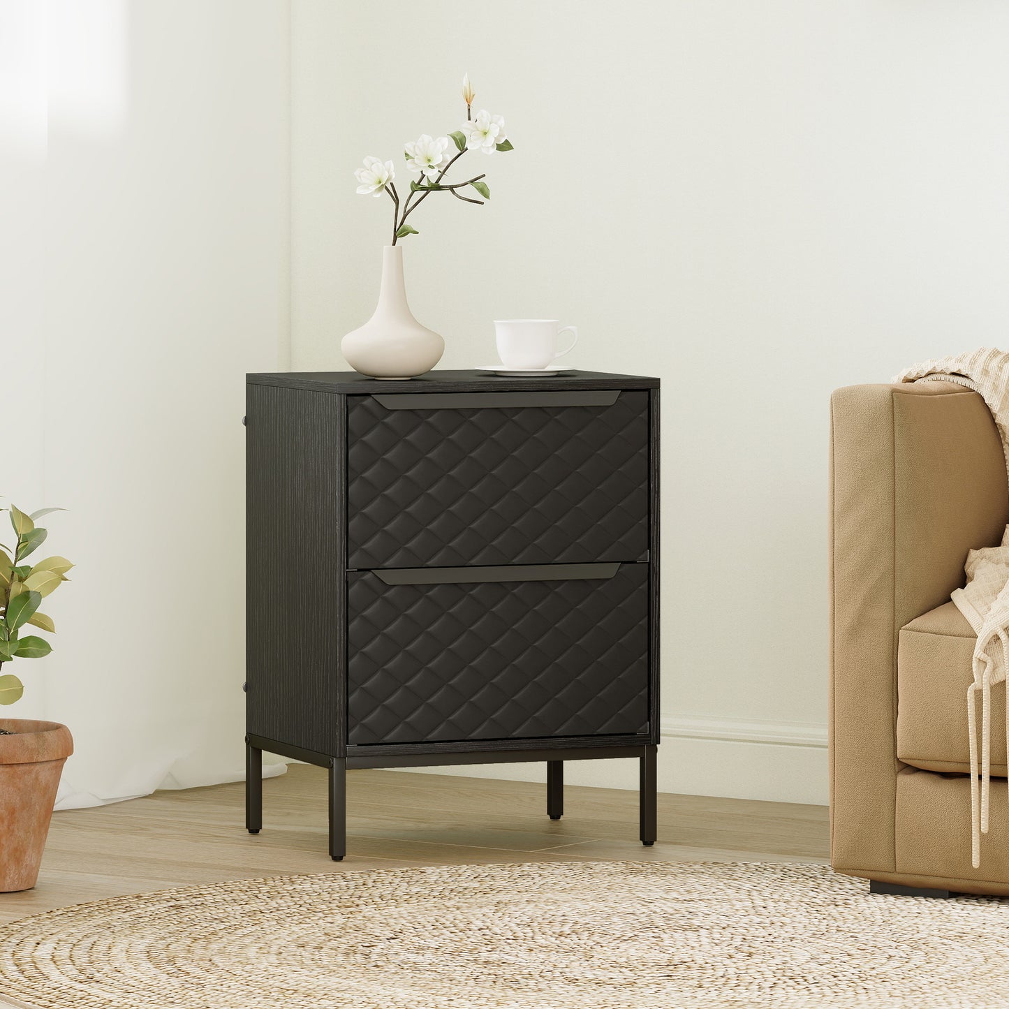 Nomiba Metal Black 2 Fabric Drawer Storage Dresser