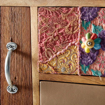 Kokkola Quirky Pattern Reclaimed Wood Large Sideboard 3 Doors 4 Drawers