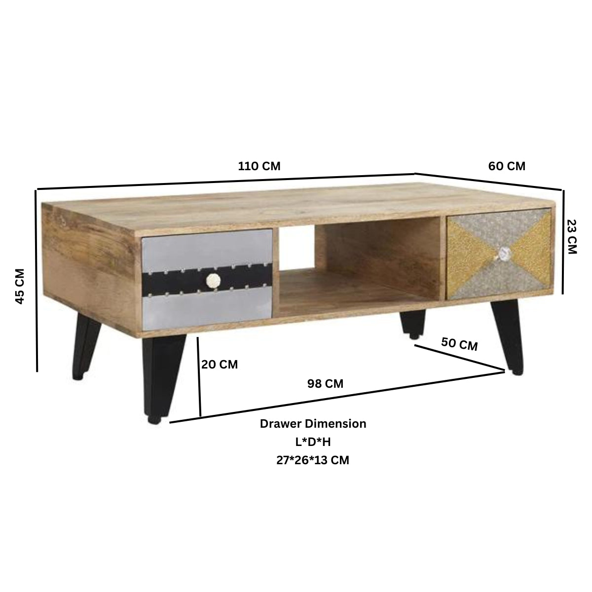 Kokkola 4 Drawer Reclaimed Wood Coffee Table