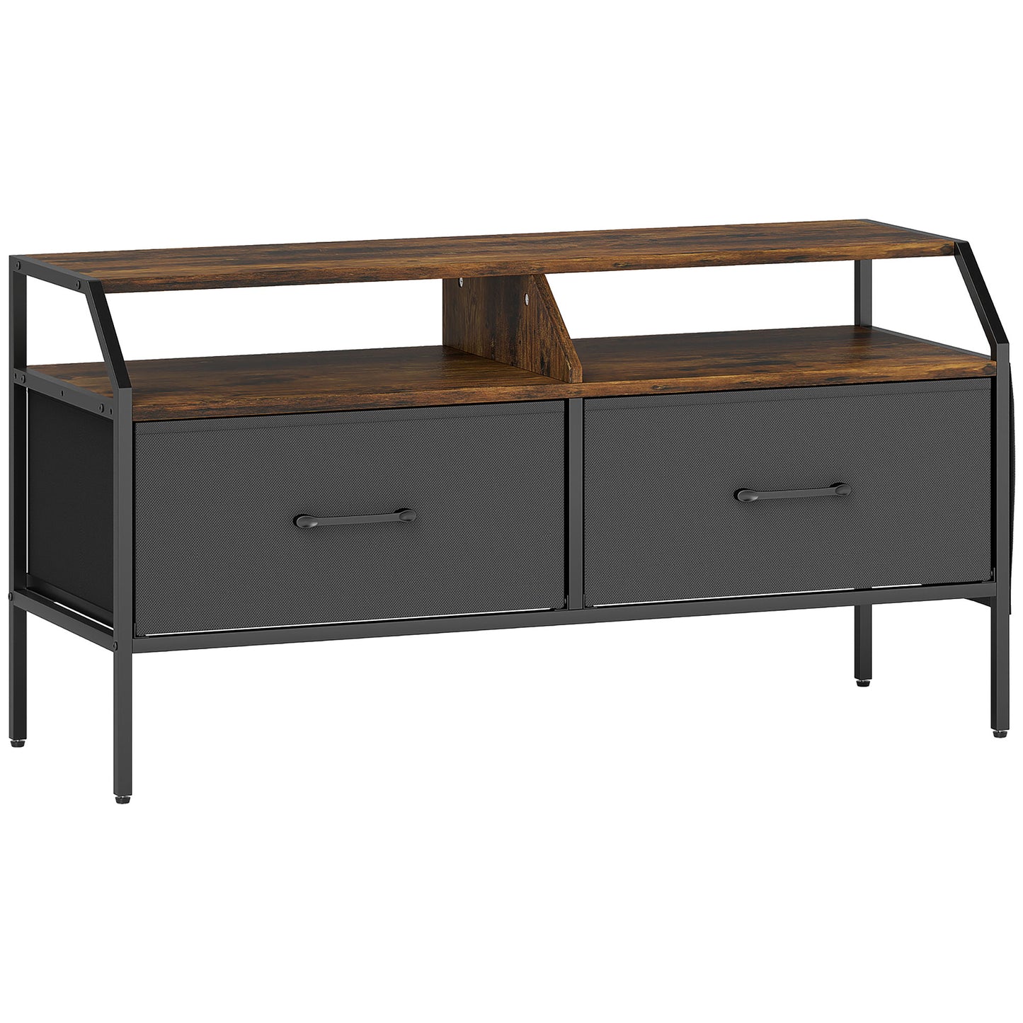 Avamira Small 98cm Black and Brown TV Stand With Foldable Drawers for TV's up to 55 Inches