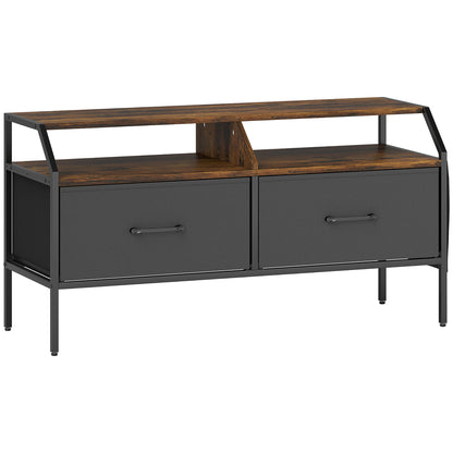 Avamira Small 98cm Black and Brown TV Stand With Foldable Drawers for TV's up to 55 Inches