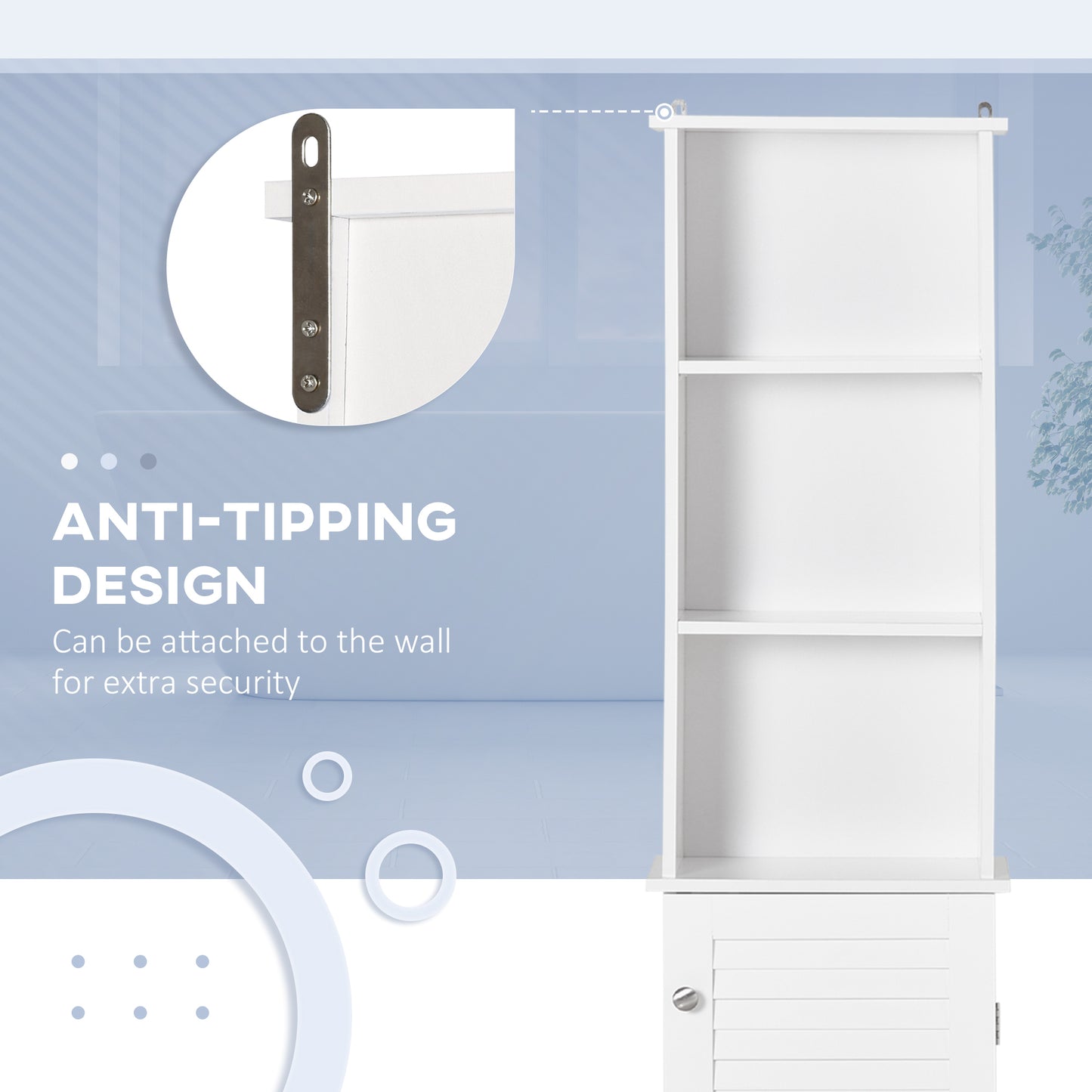 Nesaco Cofa Slim Tall Bathroom Storage Cabinet With Adjustable Shelves And Shutter Door White