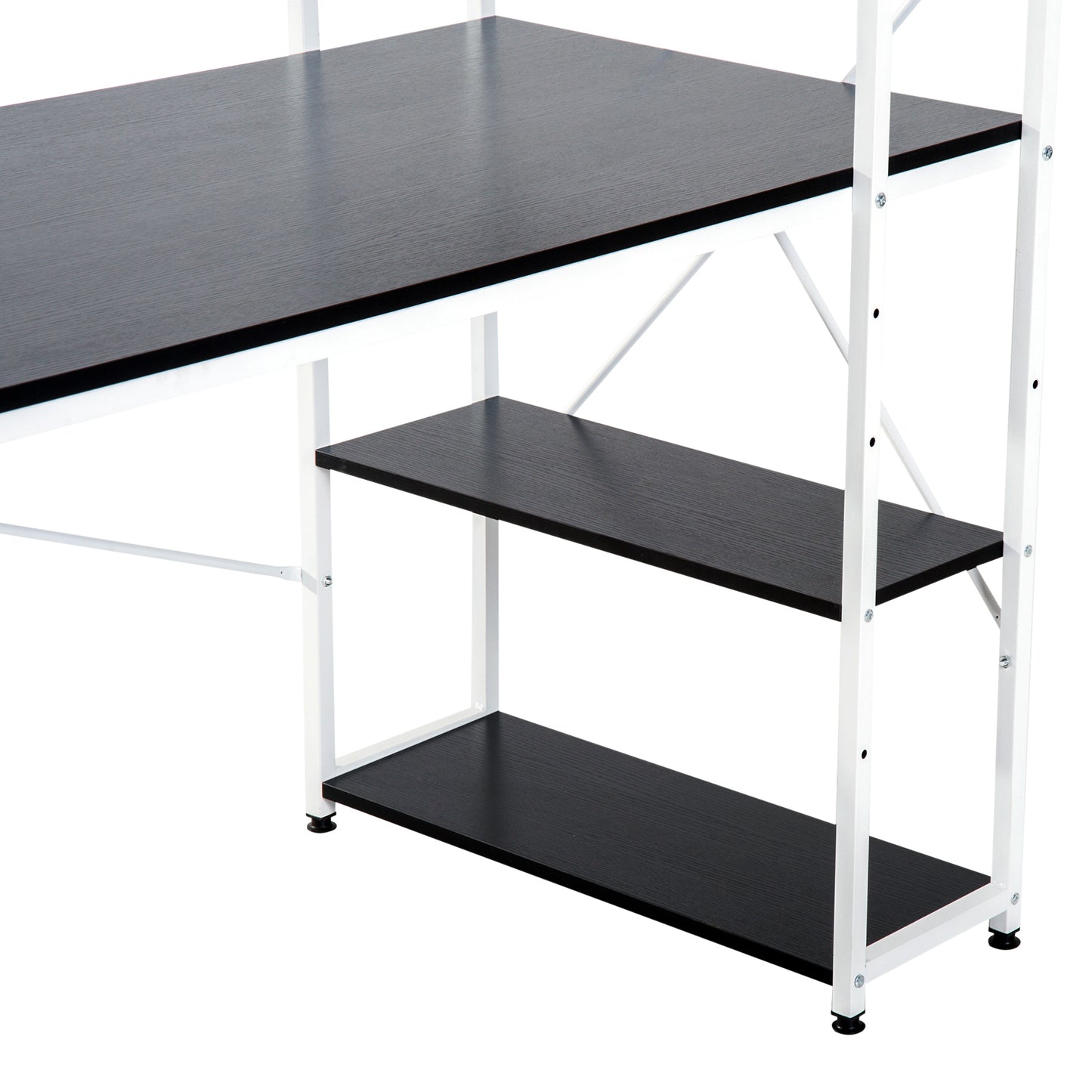Kecodo 120cm Metal And Wooden Black And White Reversible Industrial Desk With Side Shelving