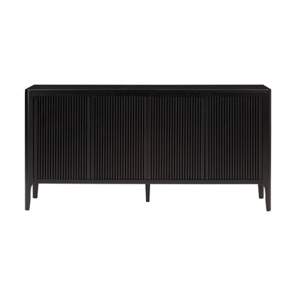 Modena Large Black Wood Ribbed Storage Sideboard