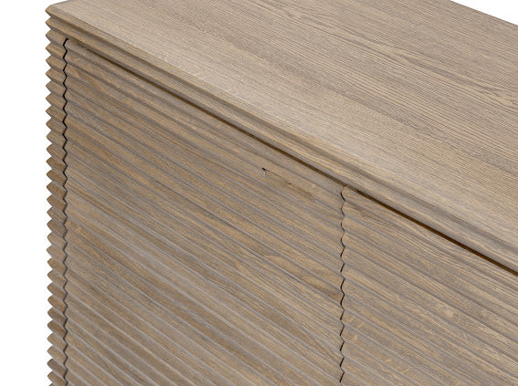 Pirineus Weathered Oak Ribbed 3 Door Sideboard