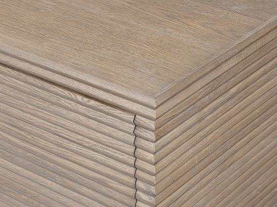 Pirineus Weathered Oak Ribbed 3 Door Sideboard