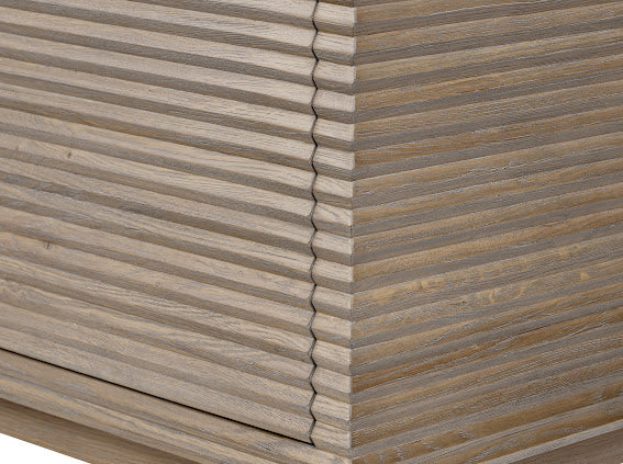 Pirineus Weathered Oak Ribbed 3 Door Sideboard