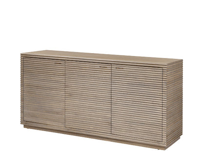 Pirineus Weathered Oak Ribbed 3 Door Sideboard