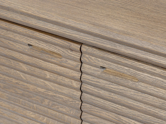 Pirineus Weathered Oak Ribbed 3 Door Sideboard