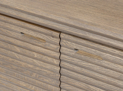 Pirineus Weathered Oak Ribbed 3 Door Sideboard