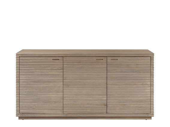 Pirineus Weathered Oak Ribbed 3 Door Sideboard