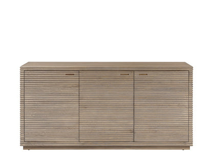 Pirineus Weathered Oak Ribbed 3 Door Sideboard