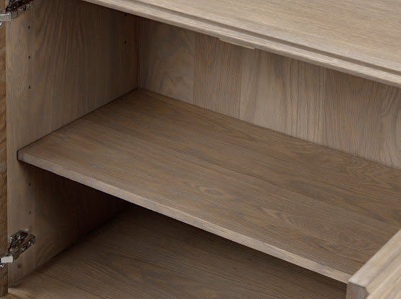 Pirineus Weathered Oak Ribbed 3 Door Sideboard