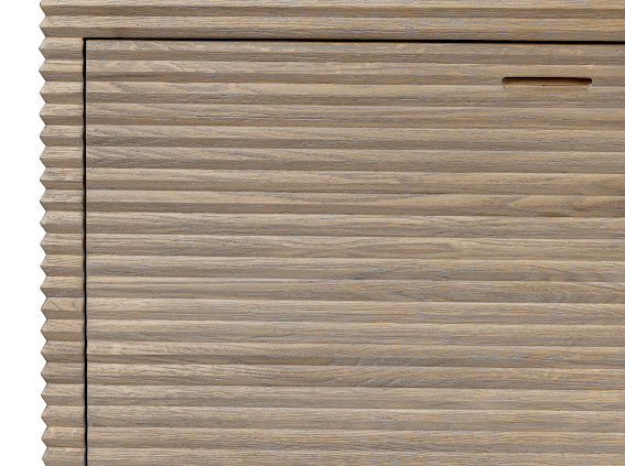 Pirineus Weathered Oak Ribbed 3 Door Sideboard