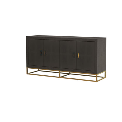 Sando Retro Brown Shagreen Four Door Sideboard