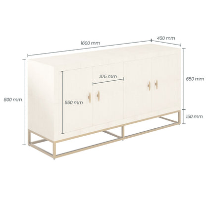 Ubatuba Cream Shagreen 4 Door Sideboard