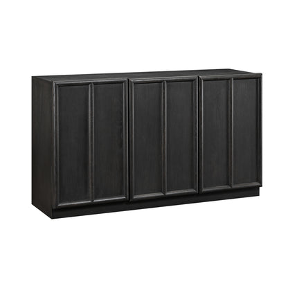 Dali Black Wood 4 Panelled Door Sideboard
