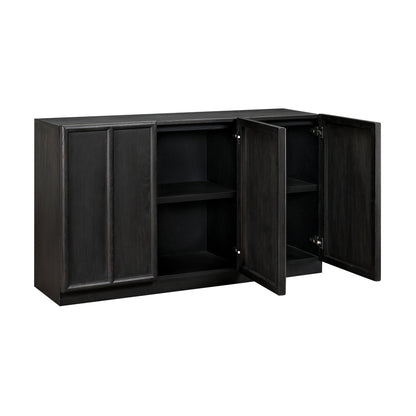 Dali Black Wood 4 Panelled Door Sideboard