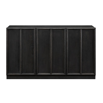 Dali Black Wood 4 Panelled Door Sideboard