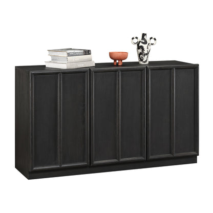 Dali Black Wood 4 Panelled Door Sideboard