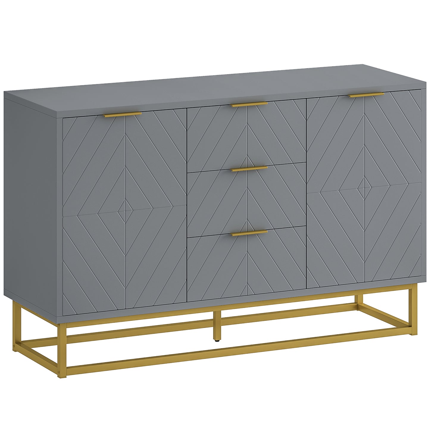 Veli Grey Sideboard With 3 Drawers 2 Doors 2 Sehelves