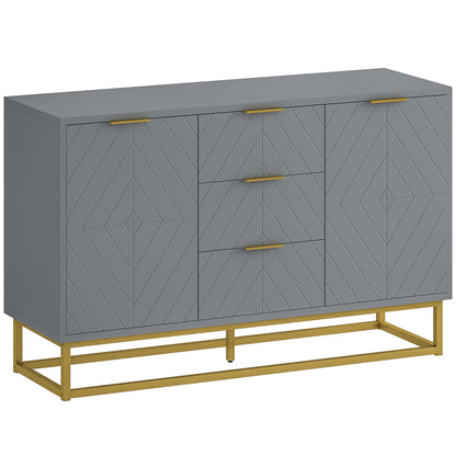 Veli Grey Sideboard With 3 Drawers 2 Doors 2 Sehelves