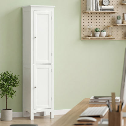 Barila 160cm Slim Tall Bathroom Storage Cabinet With Adjustable Shelves And Double Doors White