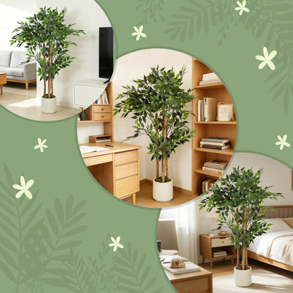 Rokalo Artificial Ficus Style Tree With Solid Trunk Detail In Pot 120cm Green