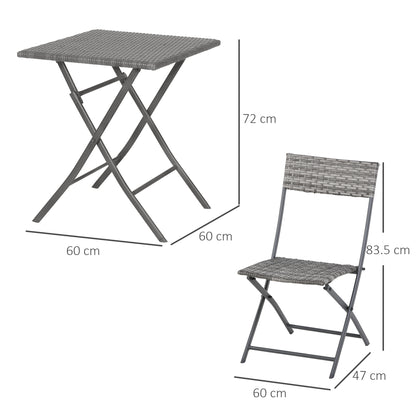 Lutapa Rattan Grey 2 Seater Folding Bistro Chair And Table Set