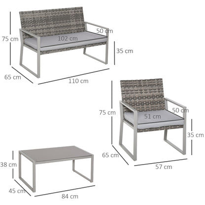 Kelusu Rattan 5 Seater Garden Furniture Sofa Set with 2 Armchairs and Coffee Table