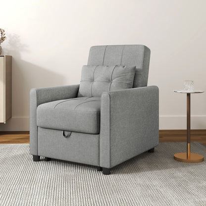 Vayopa Linen Look Light Grey Single Sleeper Chair
