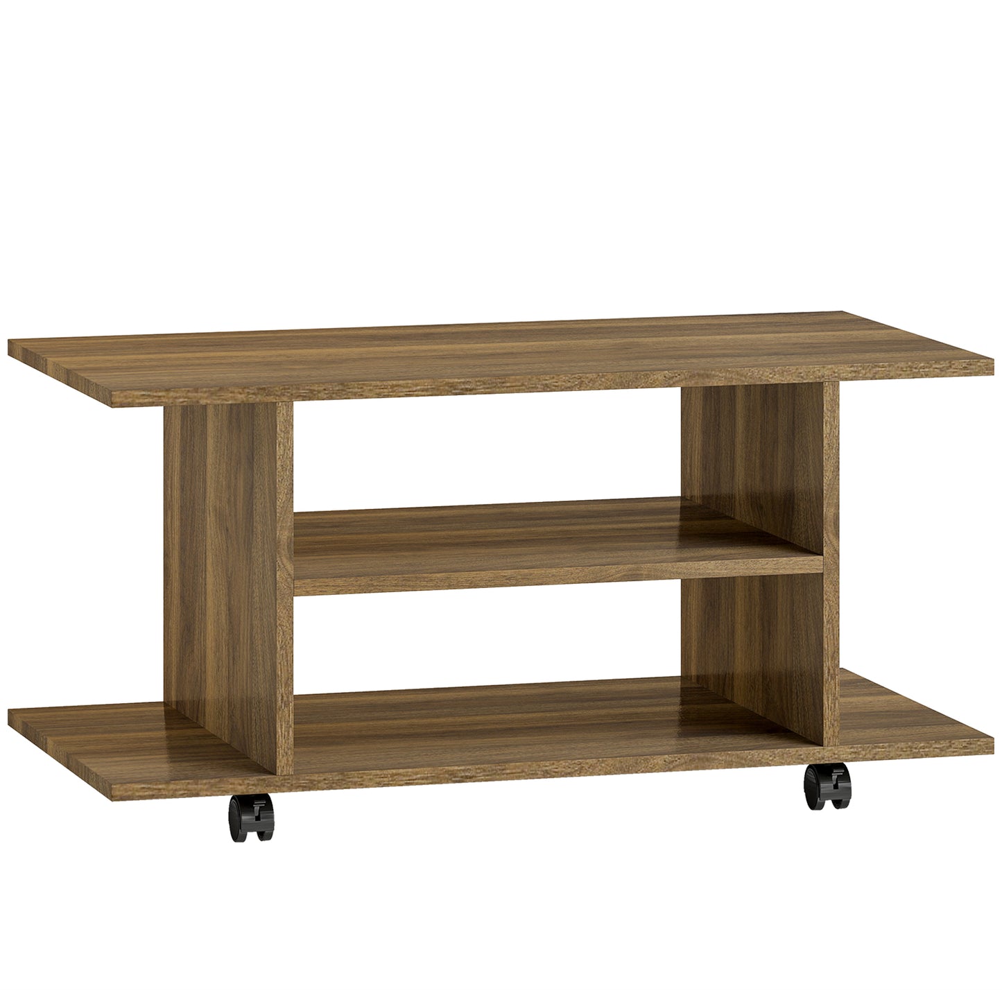 Avavello 80cm Walnut Finish Mobile TV Storage Unit With Shelves And Bookcase Style