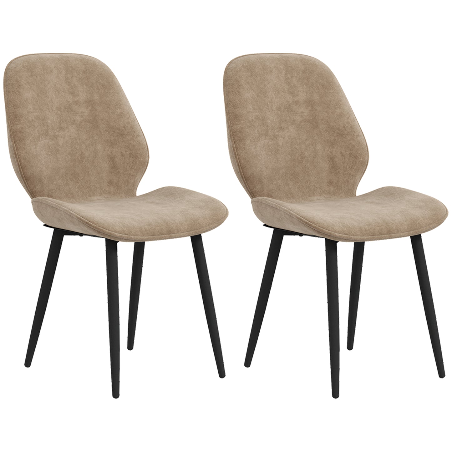 Sumaba Velvet Light Brown Dining Chairs Set Of 2 With Metal Legs