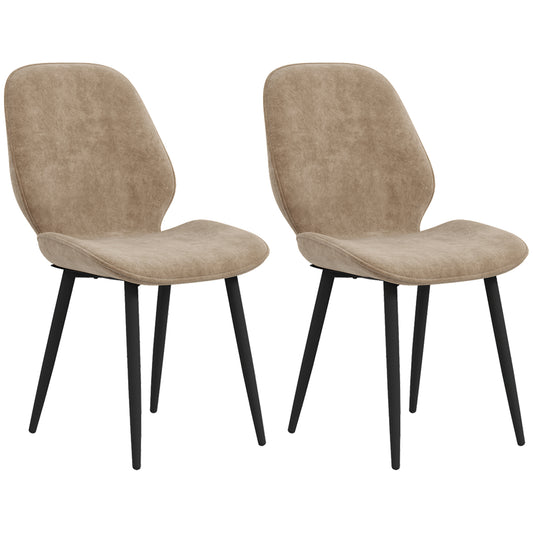 Sumaba Sumo Velvet Light Brown Dining Chairs Set Of 2 With Metal Legs