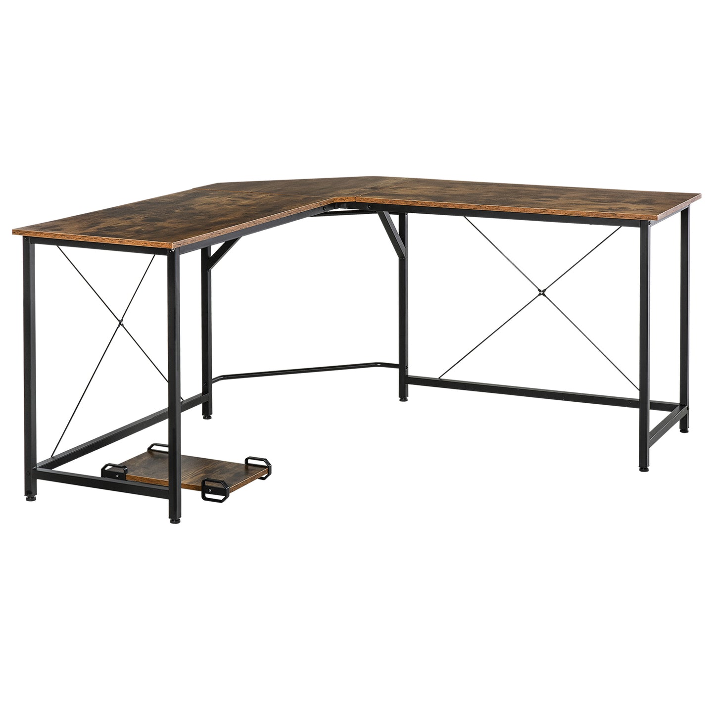 Yota 150cm Wooden Rustic Brown L Shaped Gaming Desk