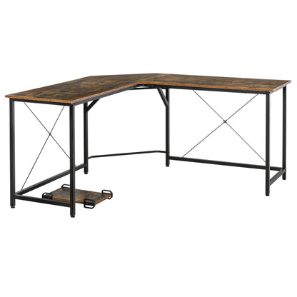 Yota 150cm Wooden Rustic Brown L Shaped Gaming Desk