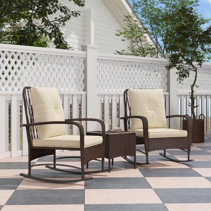 Fino Rattan Brown 3 Piece Rocking Bistro Set
