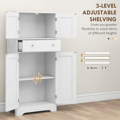 Elne Vael Wooden White Freestanding Multi Storage Kitchen Cabinet