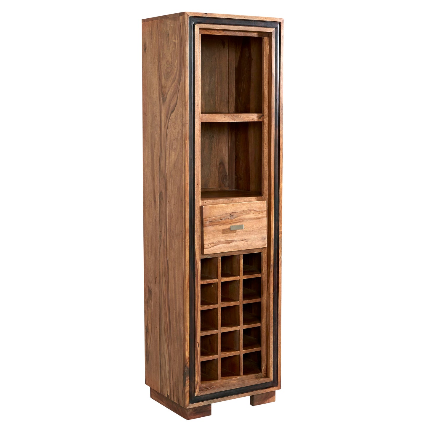 New York Sheesham Wood Wine Bookcase 1 Drawer