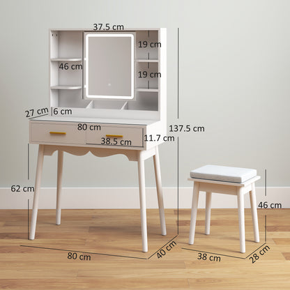 Dididi White Elegant Dressing Table With LED Mirror
