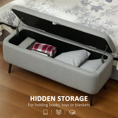 Harika Linen Look Light Grey Storage Ottoman