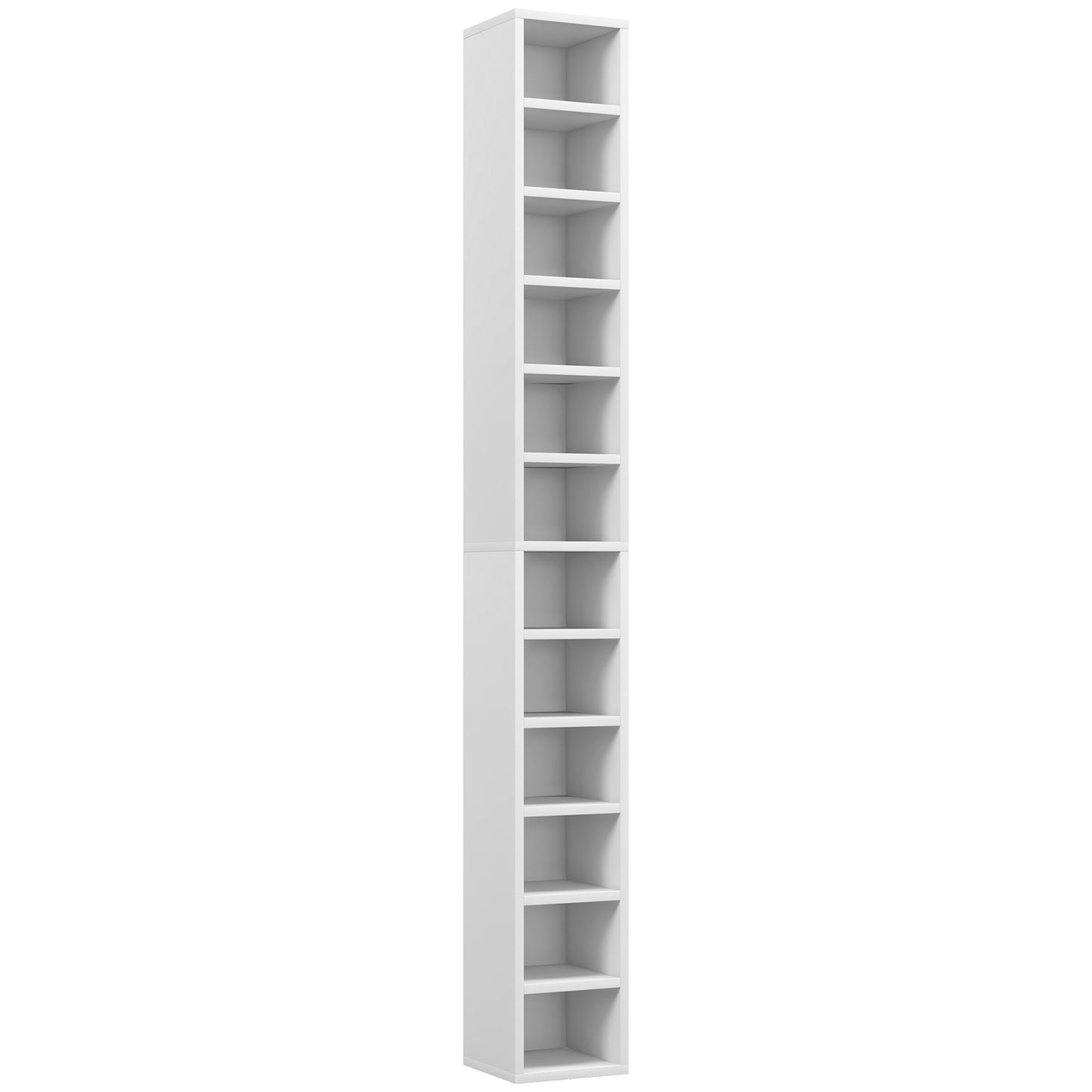 Manina Wood White Tall Narrow CD Storage Tower With 204 Disc Capacity