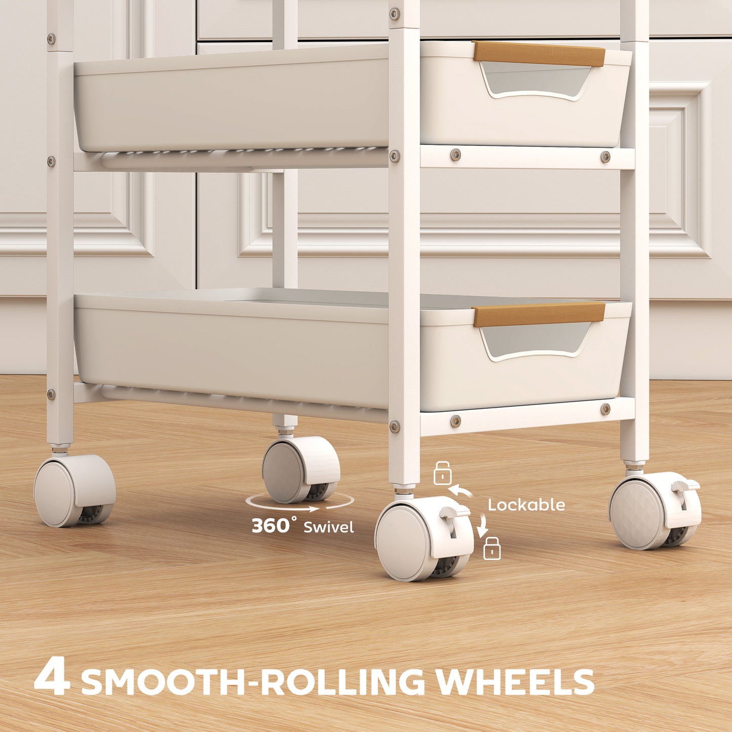 Lubani Metal White 5 Tier Storage Trolley On Wheels