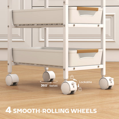 Lubani Metal White 5 Tier Storage Trolley On Wheels
