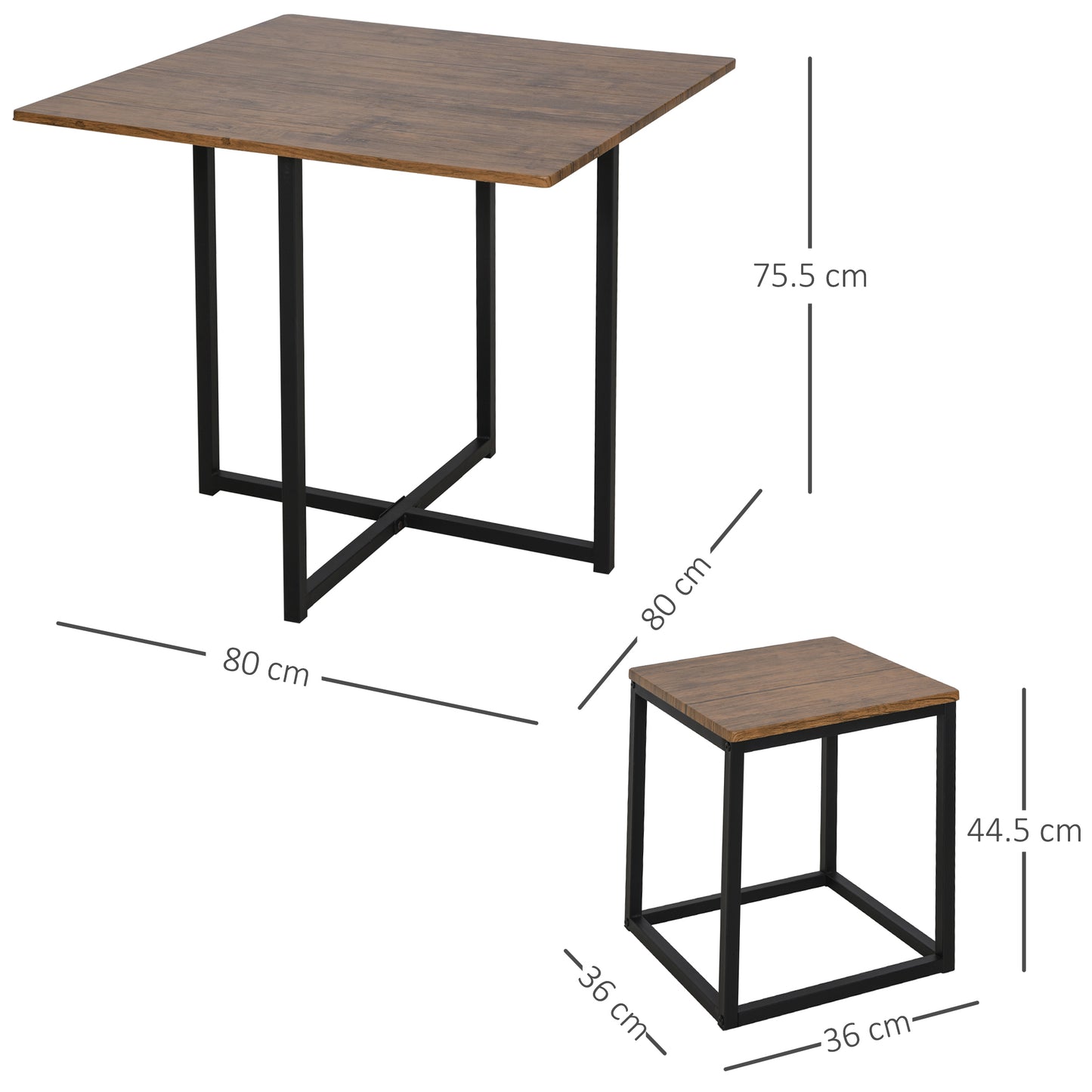 Sajonia Metal And Wooden Brown 5 Piece Industrial Dining Table And Stool Set