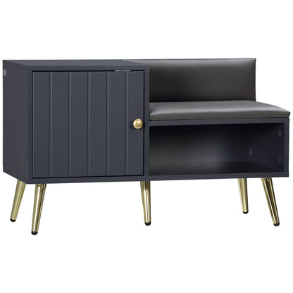 Roha Wooden Grey Shoe Storage Unit With Padded Seat